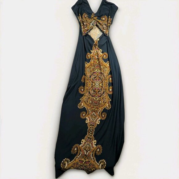 Bailey Blue Sz M Maxi Blue Bohemian Dress With Open Back - Picture 2 of 6